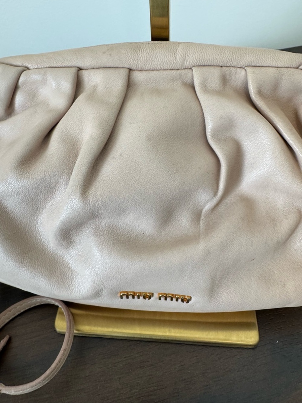 MIU MIU Leather Pleated Crossbody Purse | Gold Hardware | As Is - Picture 4 of 16